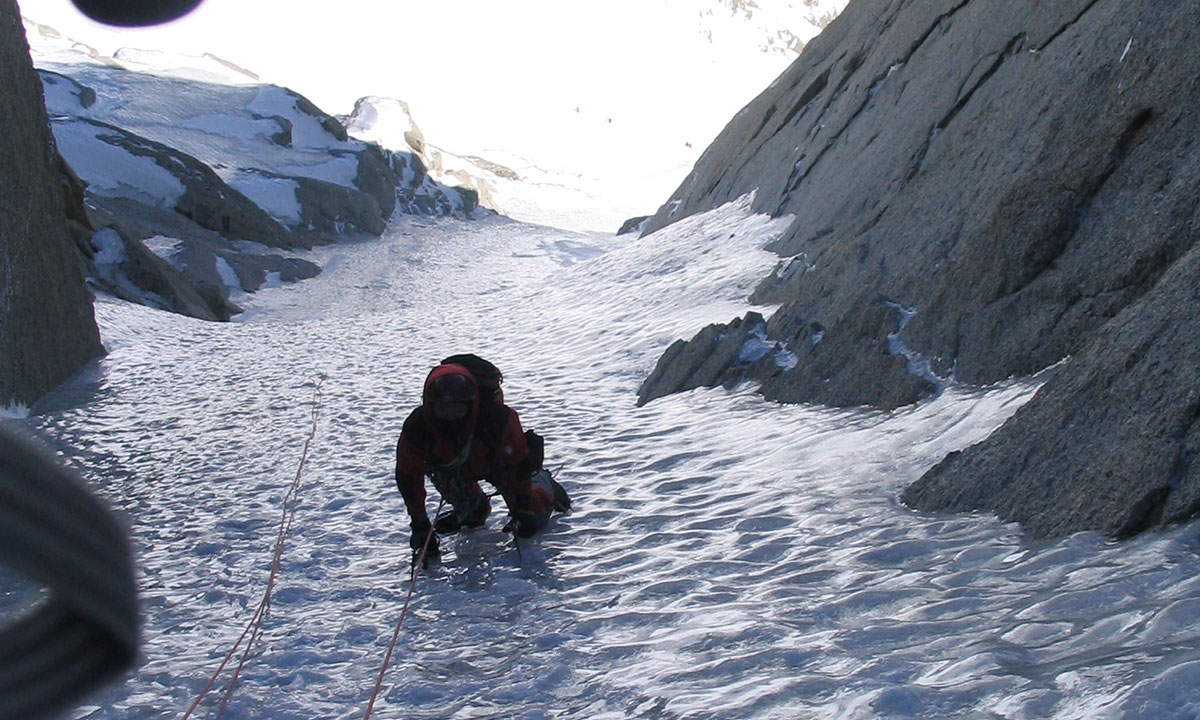 Aiguille Verte & Col Grand Rocheuse, via Goulotte Bettembourg with Kim Van Hove from Belgium